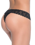 String ouvert brésilien noir en dentelle