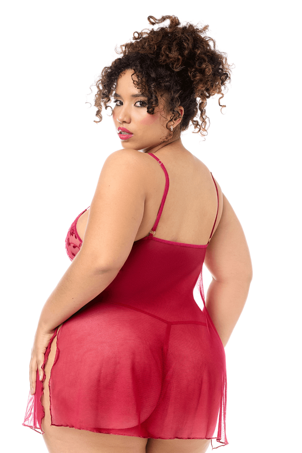 Babydoll grande taille Mapalé brodée avec string