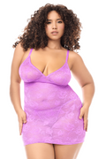 Babydoll grande taille dentelle violet et string