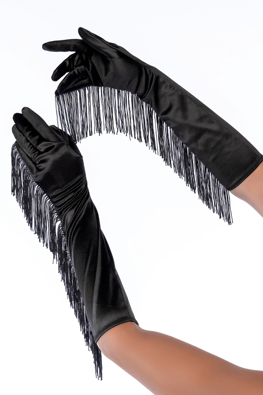 Une paire de gants noirs avec franges - Mapalé | Voyage Sensuel