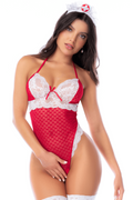 Body infirmière noir en maille et dentelle avec accessoire tête – Mapalé