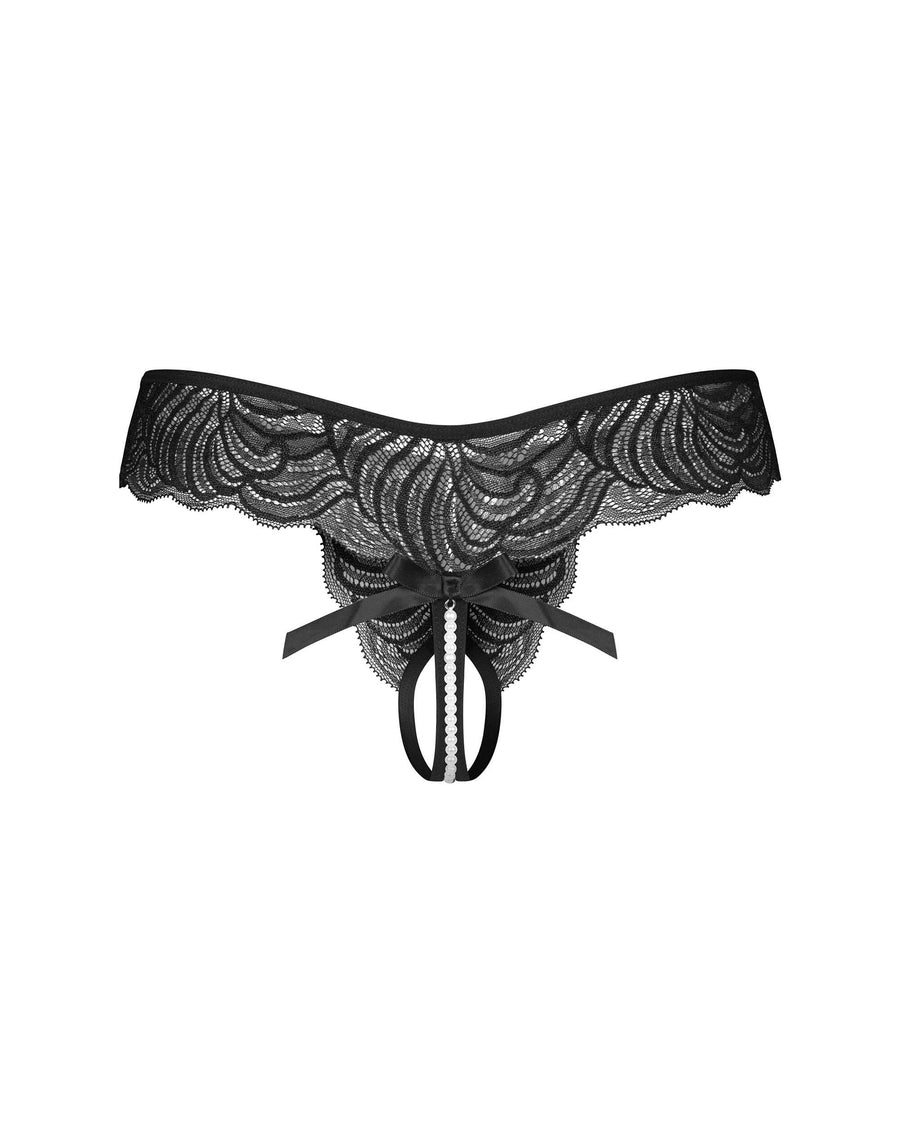 Trinise string ouvert noir | Voyage Sensuel
