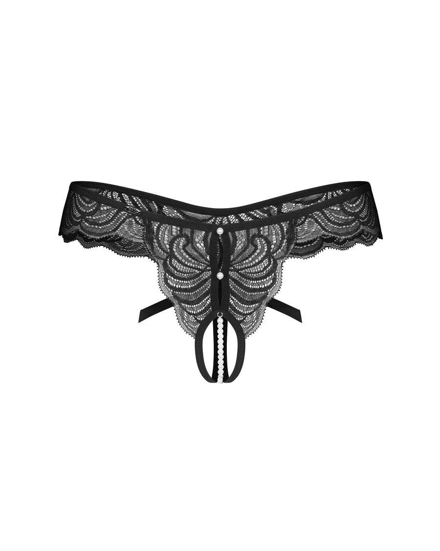 Trinise string ouvert noir | Voyage Sensuel