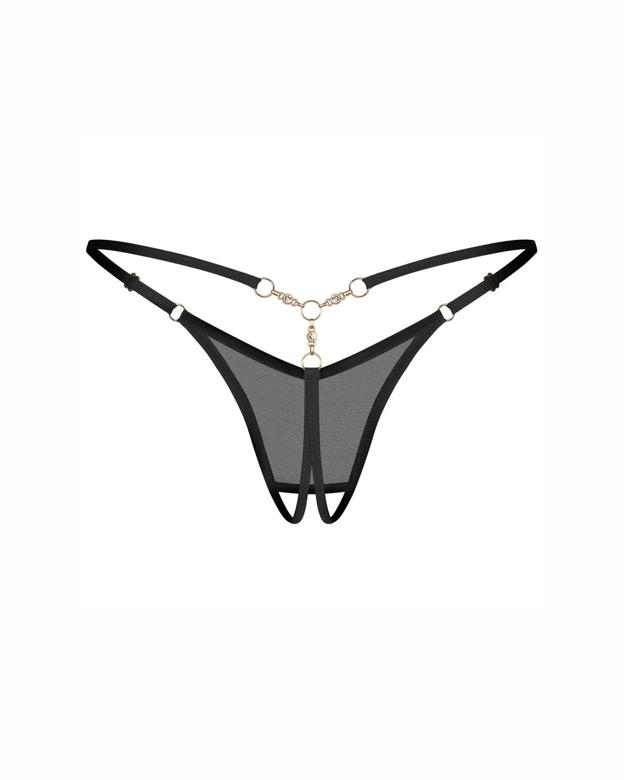 Oxaria string ouvert noir | Voyage Sensuel