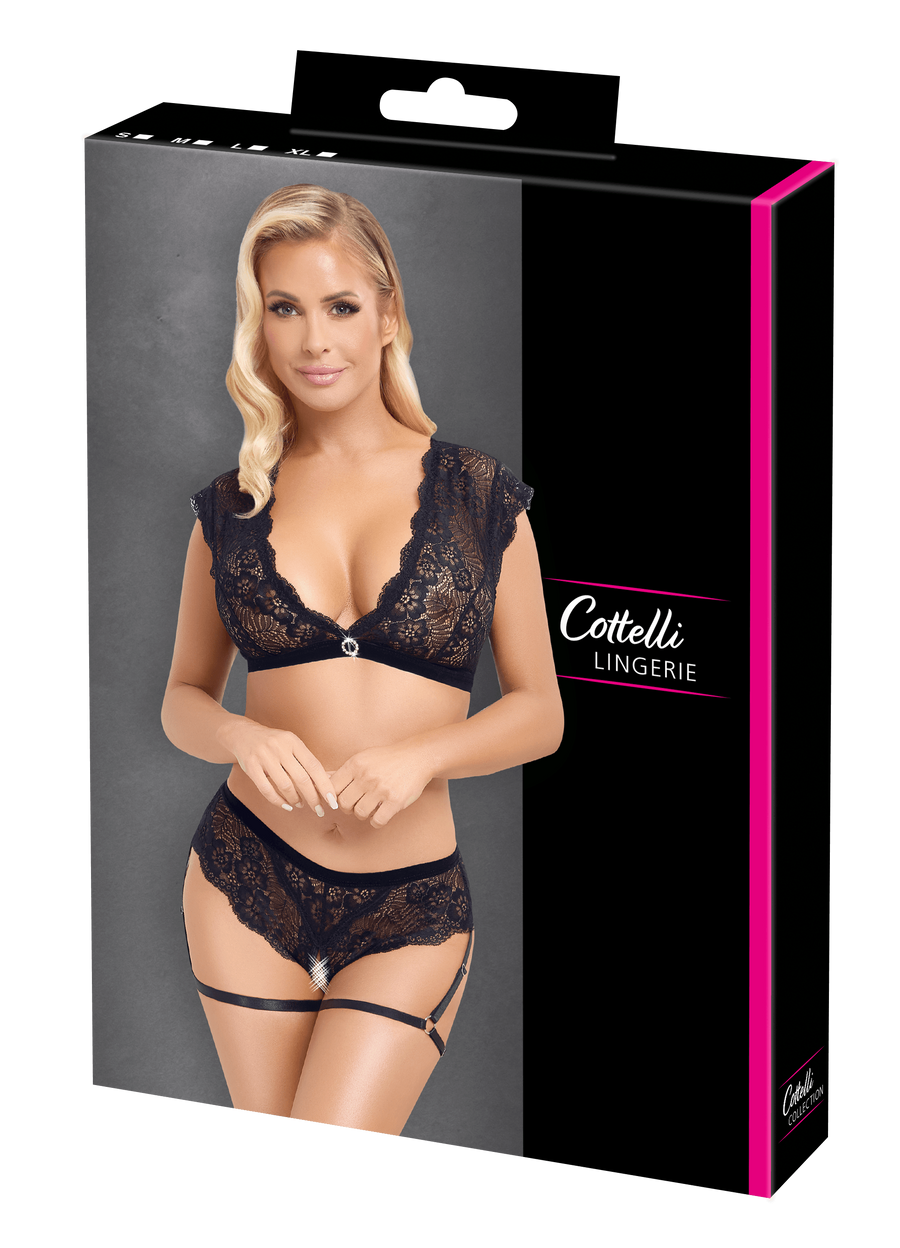 Top manches courtes & culotte ouverte avec jarrretières - Cottelli – Cotelli Lingerie | Voyage Sensuel