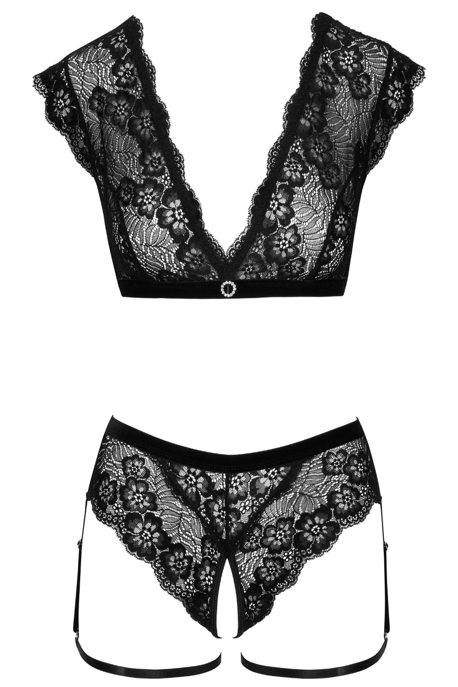 Top manches courtes & culotte ouverte avec jarrretières - Cottelli – Cotelli Lingerie | Voyage Sensuel