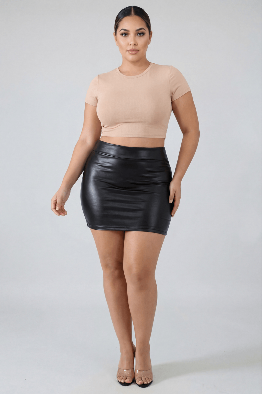 Jupe noire en simili cuir mat Sifia – Be lily Mode | Voyage Sensuel