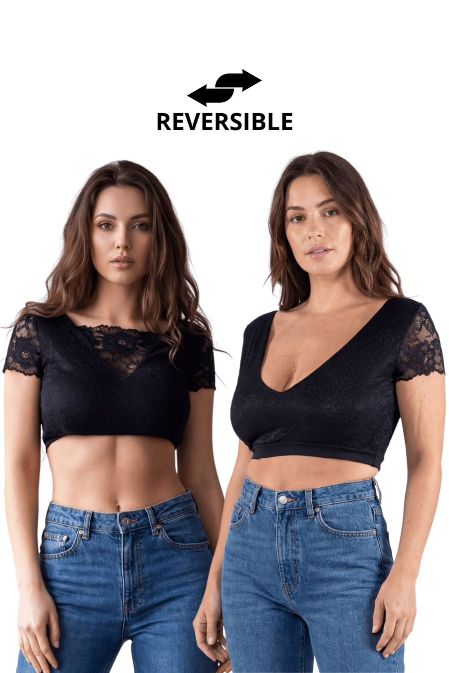 Top court noir bi matière réversible – Be lily Mode | Voyage Sensuel