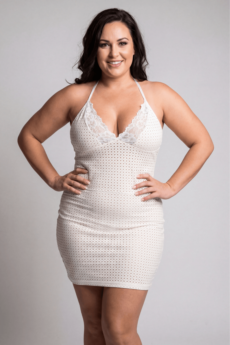 Robe blanche simili cuir et dentelle Sophia – Be lily Mode | Voyage Sensuel