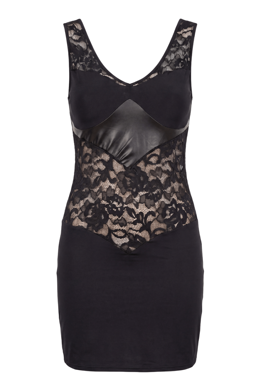 Robe cocktail empiècements dentelle et wetlook – Be lily Mode | Voyage Sensuel
