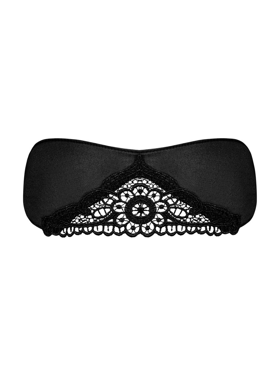 Masque satiné à bande de dentelle – Noir – Satinia – Obsessive – vue 3 | Voyage Sensuel