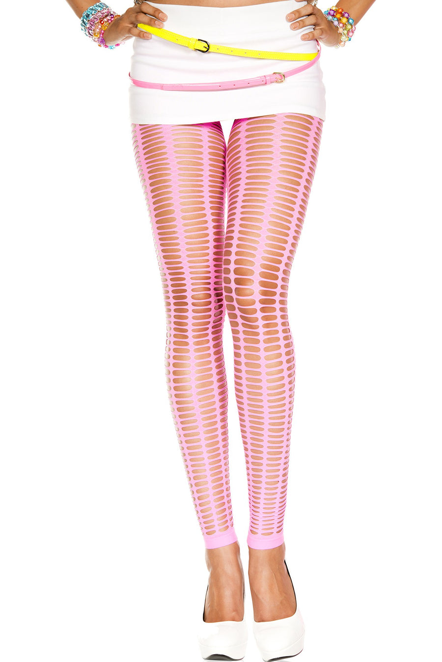 Leggings rose fluo moulant ajouré petits trous – Music Legs | Voyage Sensuel