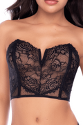 Ensemble 2 pièces bustier en dentelle et string noir - Mapalé