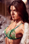 Ensemble 2 pièces vert aurore avec soutien-gorge brodé transparent et string - Mapalé