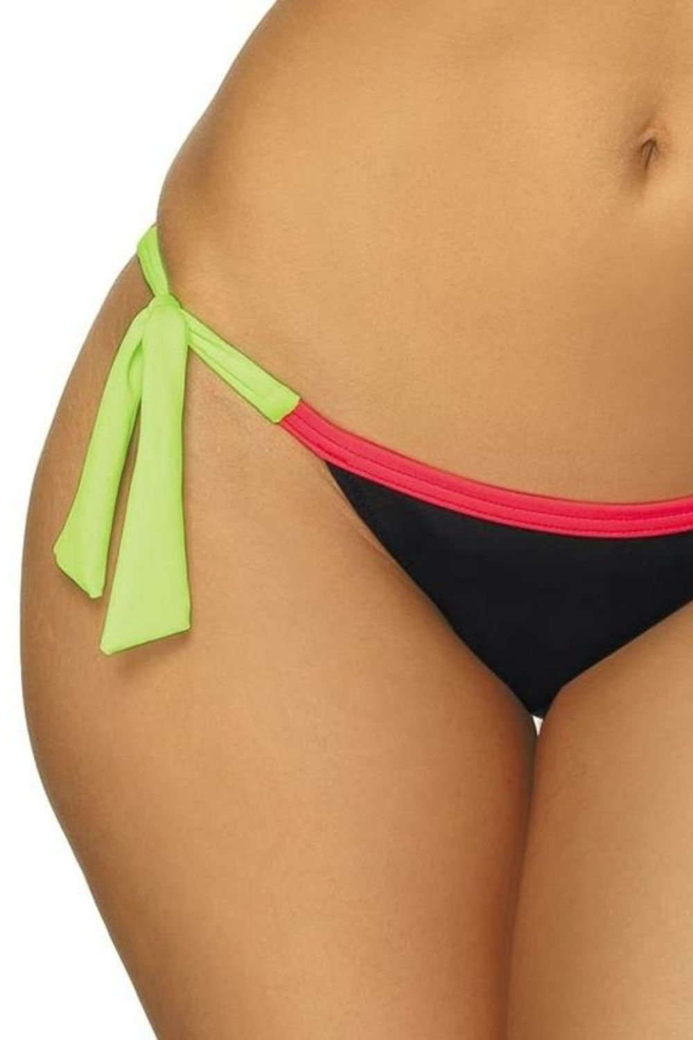 Maillot de bain 2 pièces bikini tropical noir, rose et vert