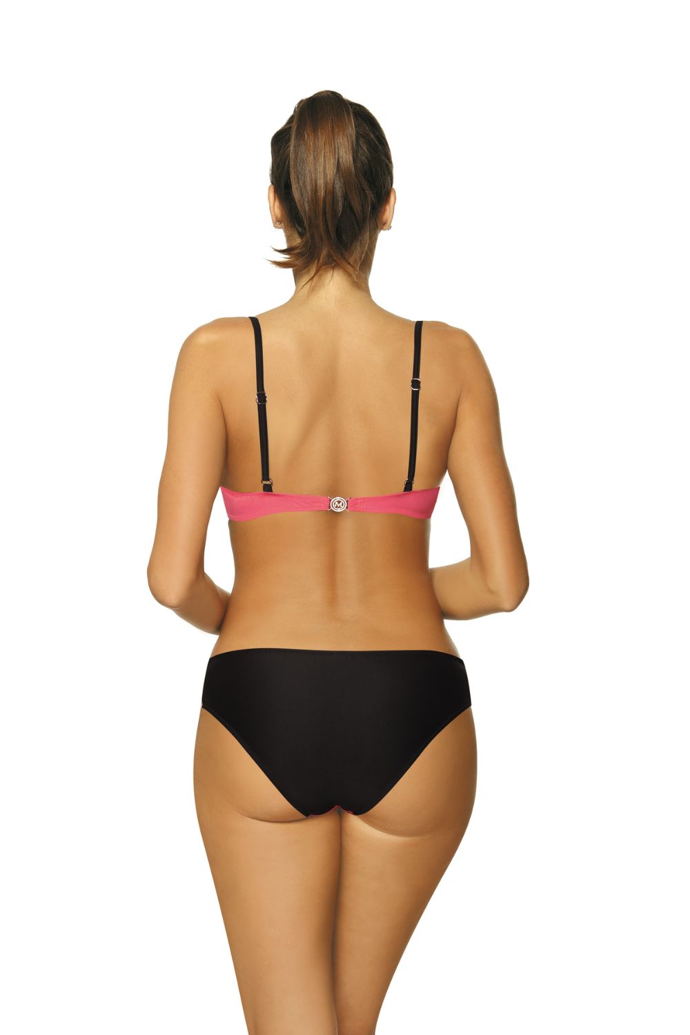 Maillot de bain 2 pièces bardot rose avec effet push-up