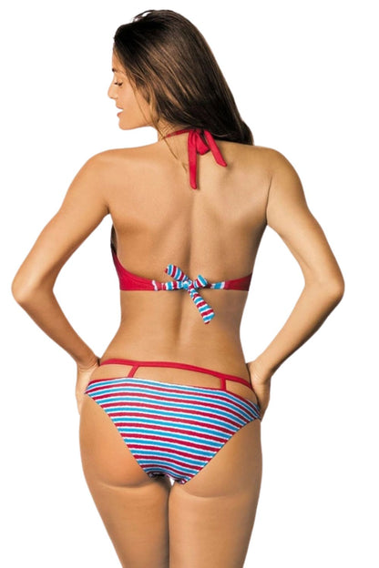 Maillot de bain 2 pièces push-up avec tissu plissé et détail de hanches