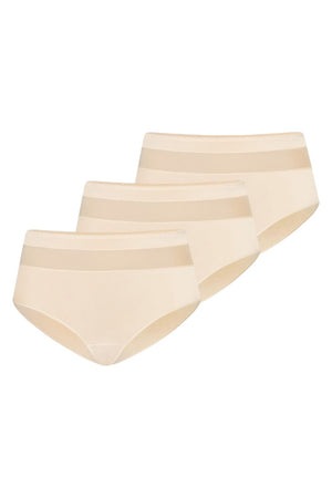 Lot de 3 : Culottes taille haute en coton beige