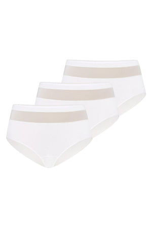 Lot de 3 : Culottes taille haute en coton blanc