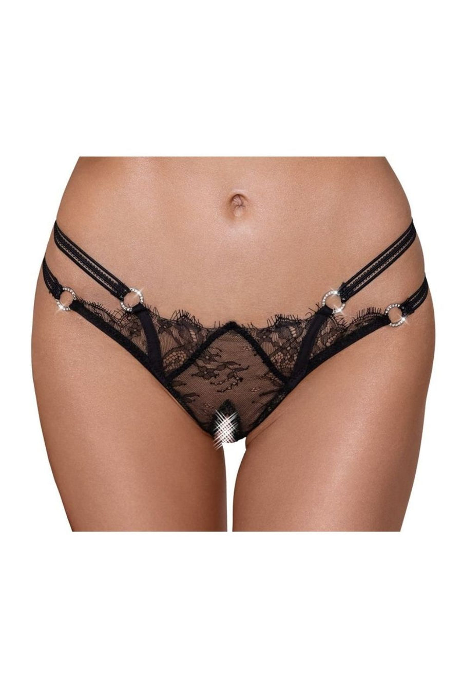 String ouvert Rio noir en dentelle – Cottelli | Voyage Sensuel