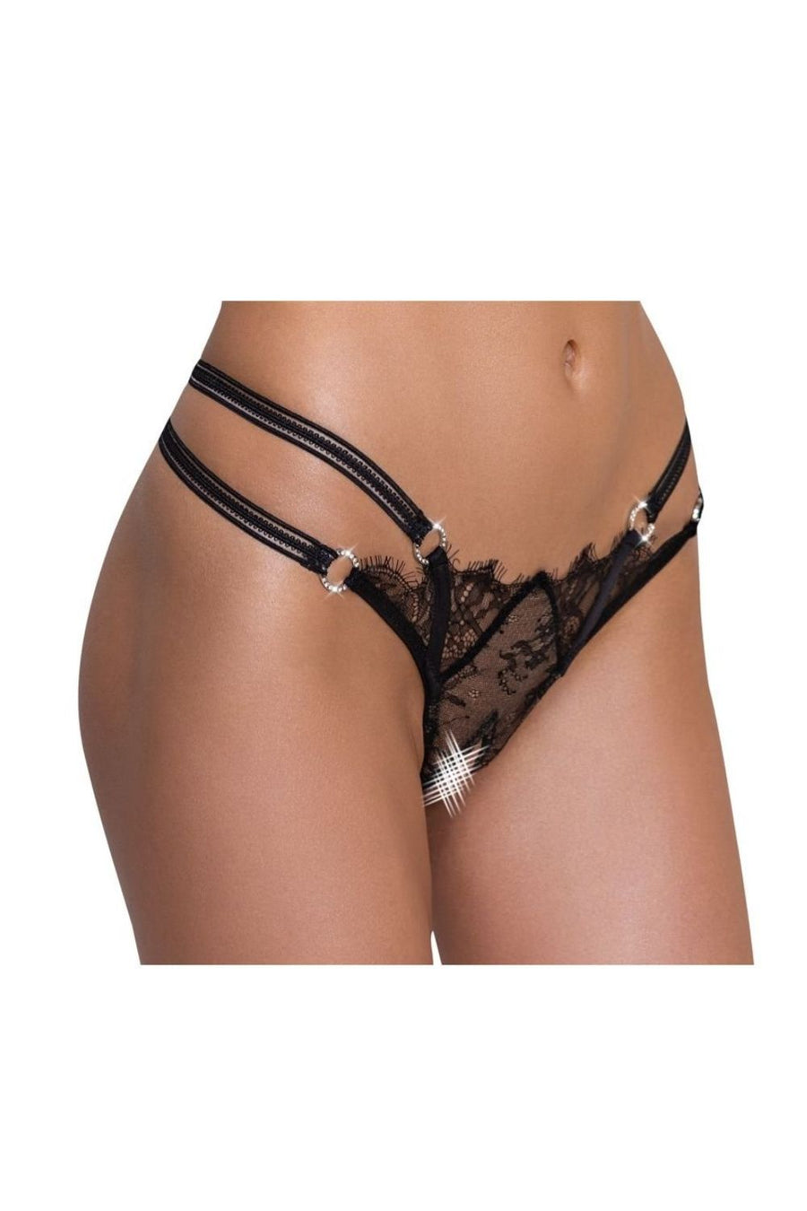 String ouvert Rio noir en dentelle – Cottelli | Voyage Sensuel