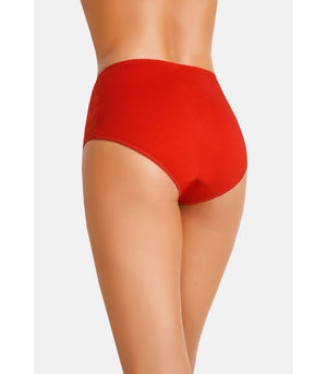 Culotte taille haute en coton avec dentelle florale rouge