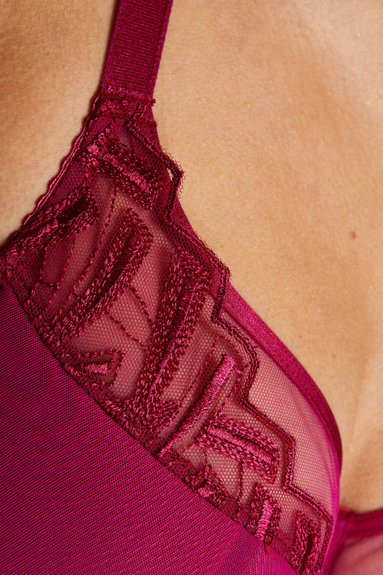 Soutien-gorge semi-rembourré fuchsia avec broderie Angel