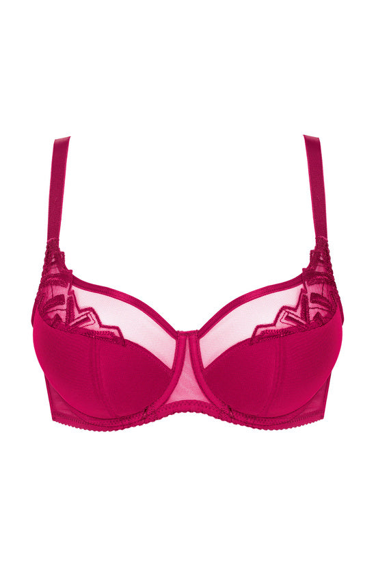 Soutien-gorge semi-rembourré fuchsia avec broderie Angel