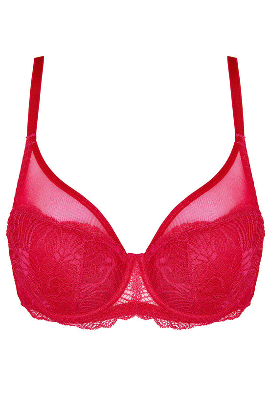 Soutien-gorge rembourré en dentelle rouge
