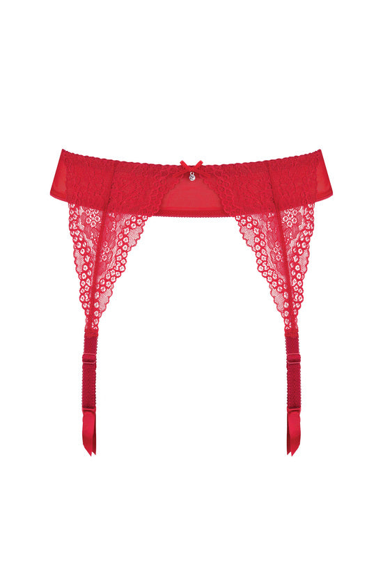 Porte-jarretelles en dentelle écarlate rouge