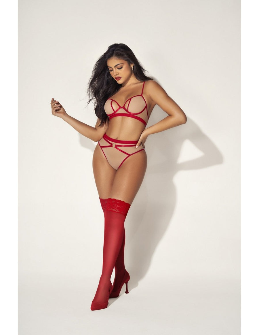 Ensemble deux pièces nude et rouge | Voyage Sensuel