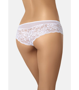 Culotte brésilienne blanche en maille et dentelle florale