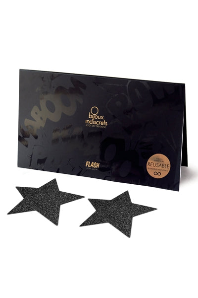 Bijoux de Seins Flash Étoile Noir - Séduction Brillante - 4