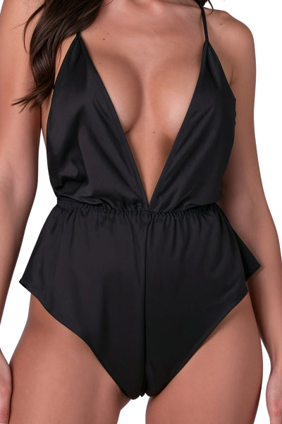 Body noir Sensie - Élégance et séduction en satin - 5
