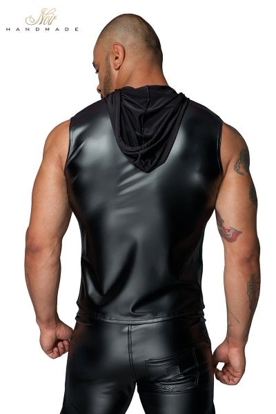 Veste à capuche sans manches H062 — Noir HandMade - 3 | Voyage Sensuel