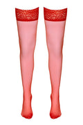 Bas autofixants rouge satiné - Cotelli Legwear - 2