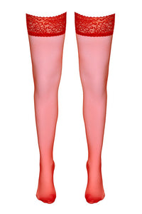 Bas autofixants rouge satiné - Cotelli Legwear - 2