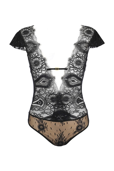 Body tulle et dentelle noir V-9900 - Séduction pure - 2
