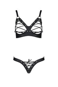 Bikini seins nus lacé Céline - Ensemble lingerie BDSM noir - 2