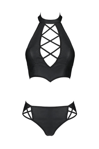 Bustier et String Faux Cuir Nancy - Ensemble Séduction