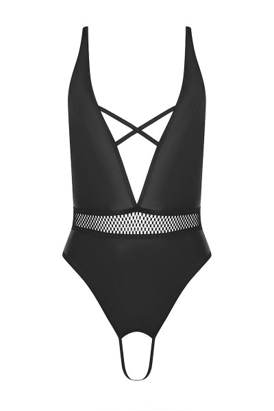 Body noir Kristeen - Décolleté plongeant et ouvert