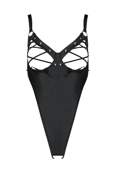 Body ouvert lacé Céline - Passion Noir