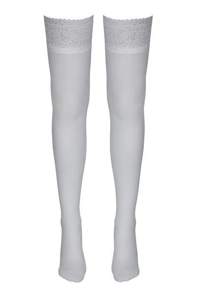Bas autofixants blanc satiné – Cotelli Legwear