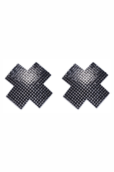 Caches Tétons Croix Cotelli - Strass Noir Iridescent - 2