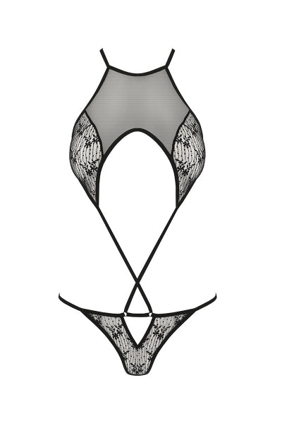 Body Sexy Azalia Passion - Résille Noire & Motif Fleuri