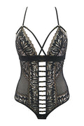 Body string tulle dentelle noir Axami V-10100 - 2