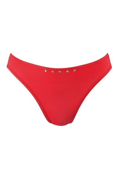 String Rouge Sexy Axami V-10358 - Perles Dorées - 4