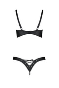 Bikini seins nus lacé Céline - Ensemble lingerie BDSM noir - 3
