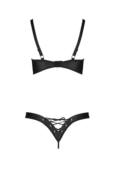 Bikini seins nus lacé Céline - Ensemble lingerie BDSM noir - 3 | Voyage Sensuel