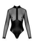 Body Edge Zippé Wetlook & Tulle - Noir HandMade - 4